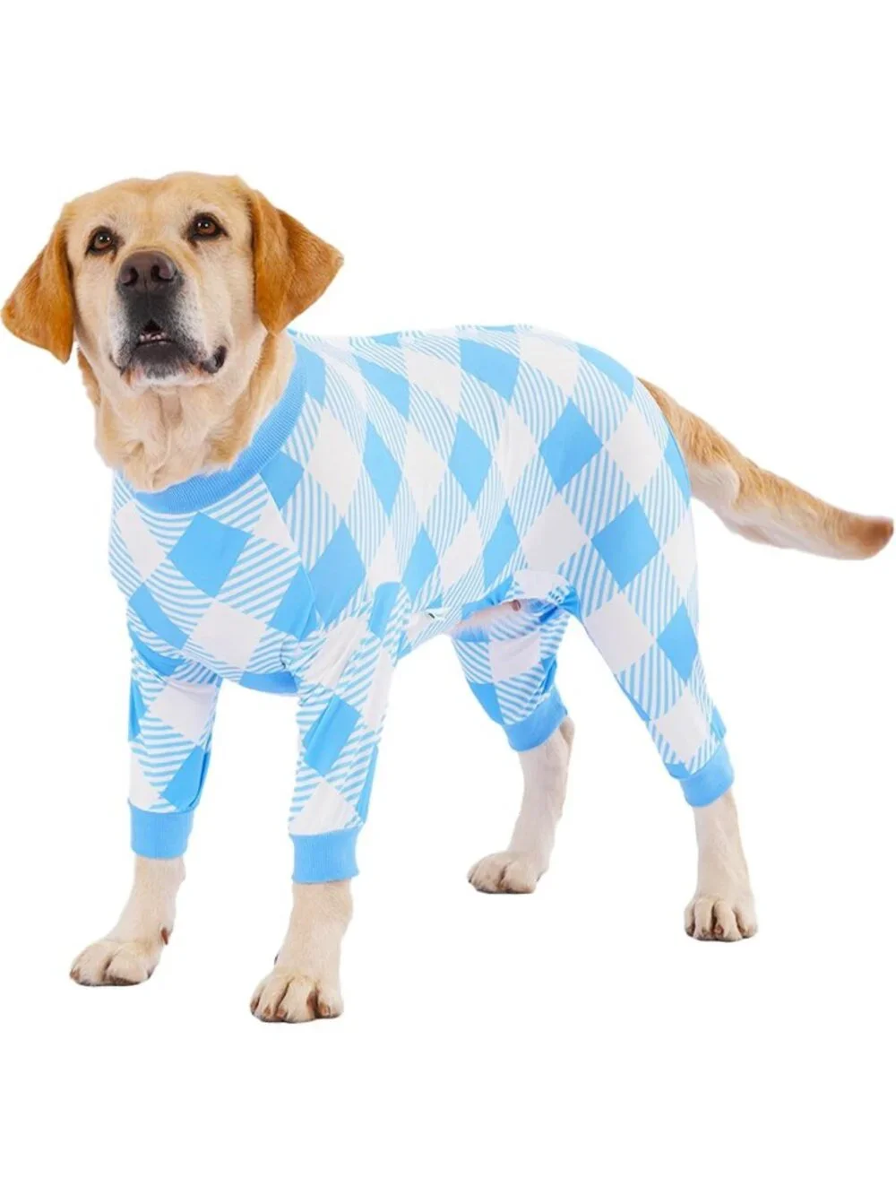 Cozy Plaid Dog Pajamas - Lightweight Full-Body Onesie PJs for Large Dogs, XL